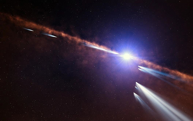 がか座β星の周りの彗星の想像図
