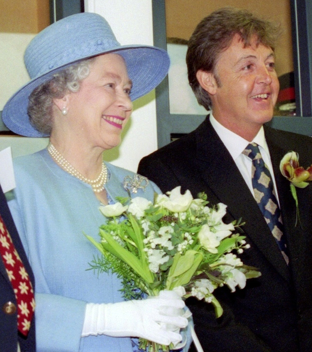 Paul and Her Majesty at the official opening of the Liverpool Institute for Performing Arts (LIPA) during a special visit to the city on Friday 7 June 1996