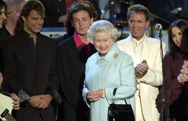 Paul on stage during the Party at the Palace concert in commemoration of the Golden Jubilee of Elizabeth II - 3rd June 2002